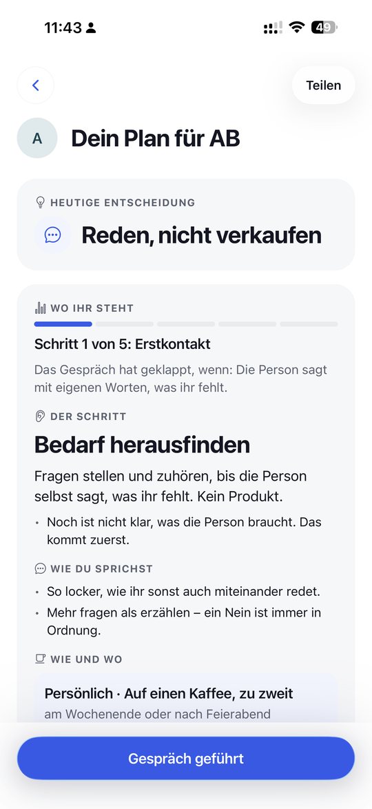 SalesCoach-Plan: Heutige Entscheidung – Reden, nicht verkaufen